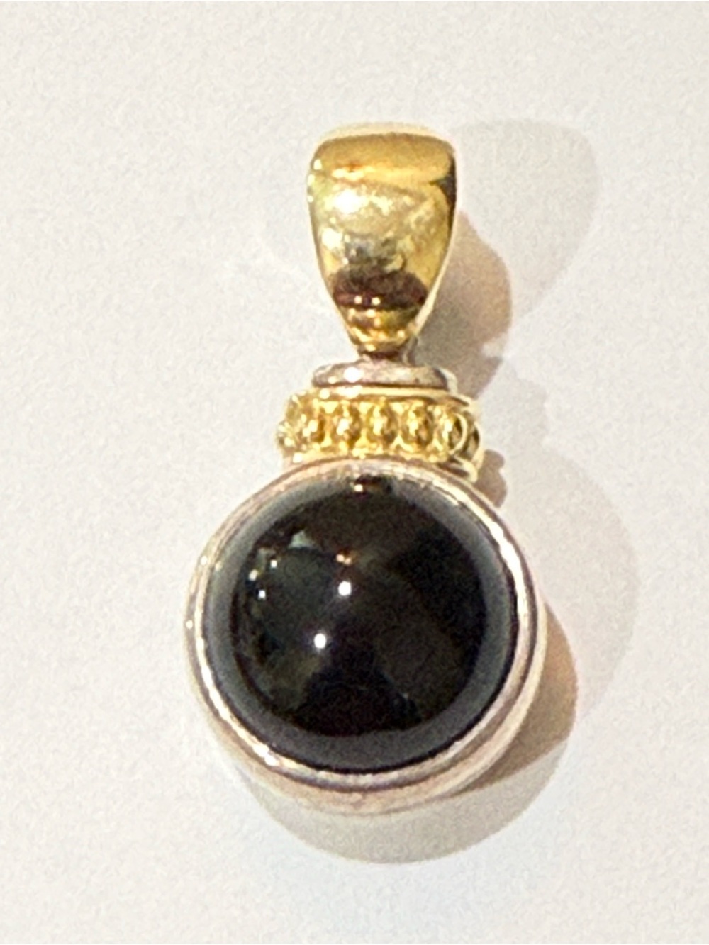 Lagos Caviar Black stone Sterling Silver 18k Gold Pendant Charm